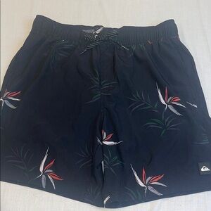 Quiksilver Men's Black Floral Swim Shorts